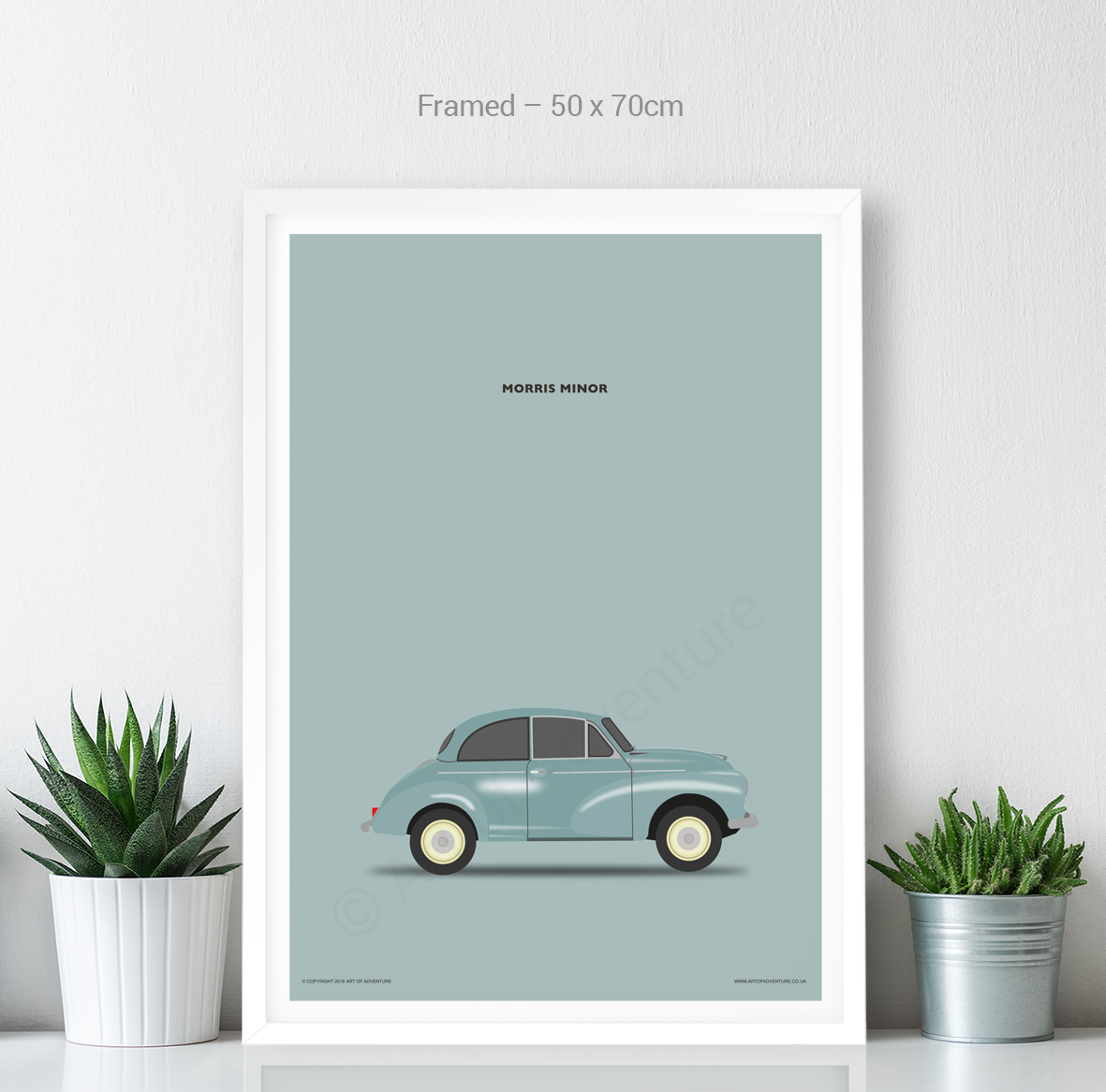 Morris Minor Portrait Blue - Art of Adventure