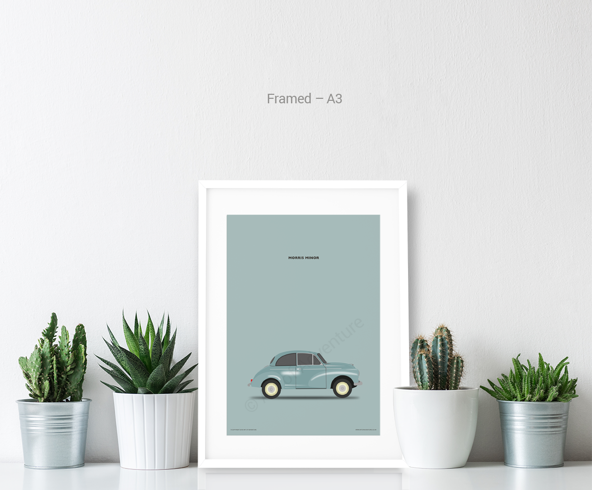 Morris Minor Portrait Blue - Art of Adventure