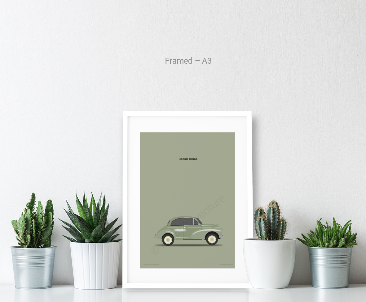 Morris Minor Portrait Green - Art of Adventure