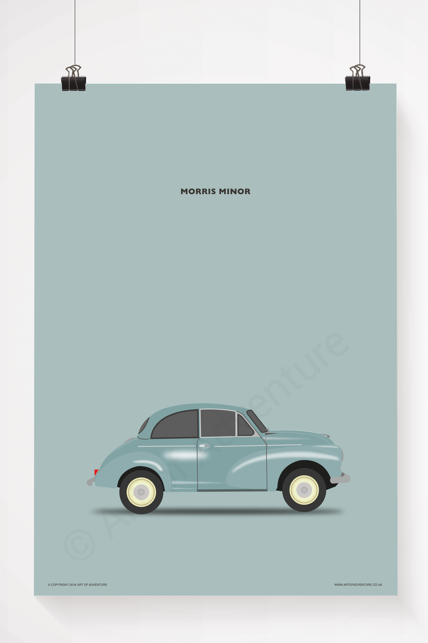 Morris Minor Portrait Blue - Art of Adventure
