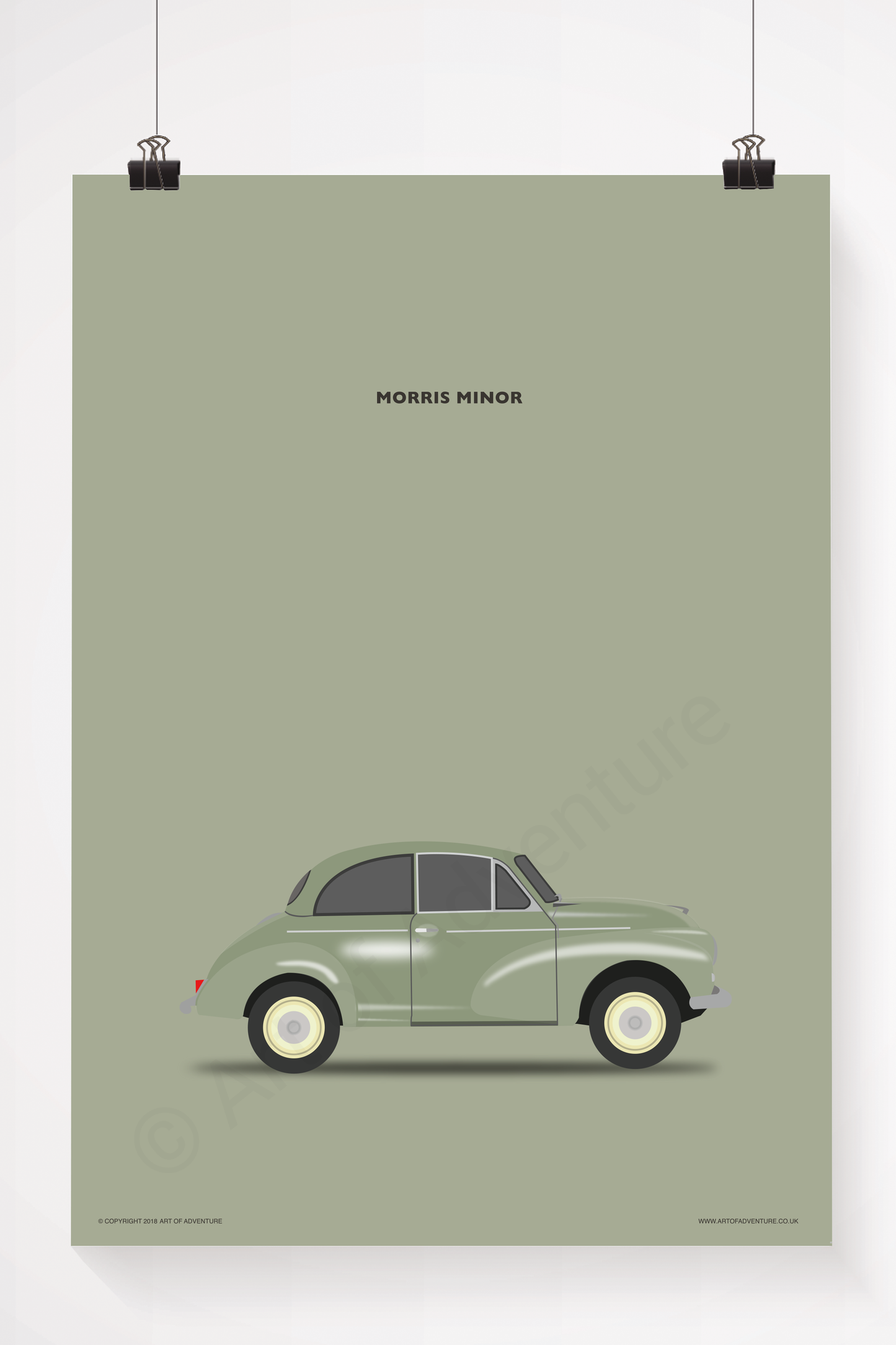 Morris Minor Portrait Green - Art of Adventure