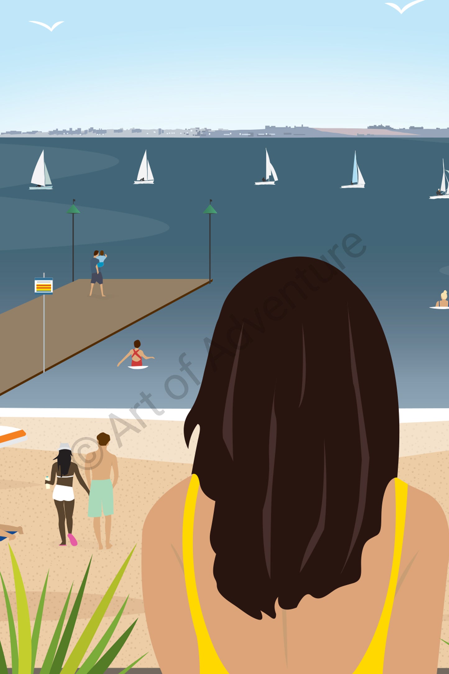 Swimmer Mini Print – Chalkwell