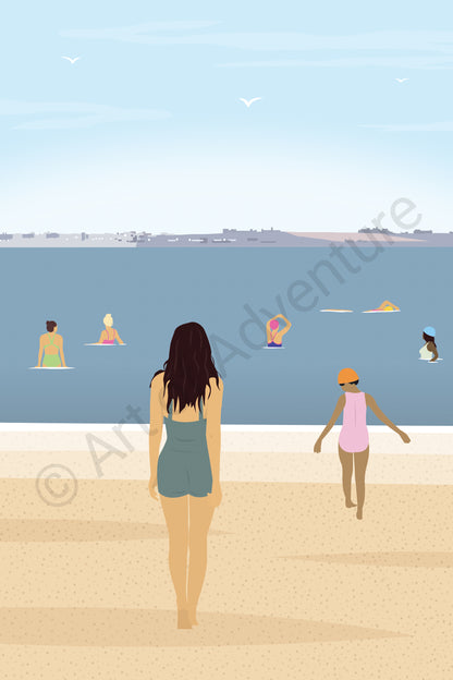 Swimmers Mini Print – Thames Estuary