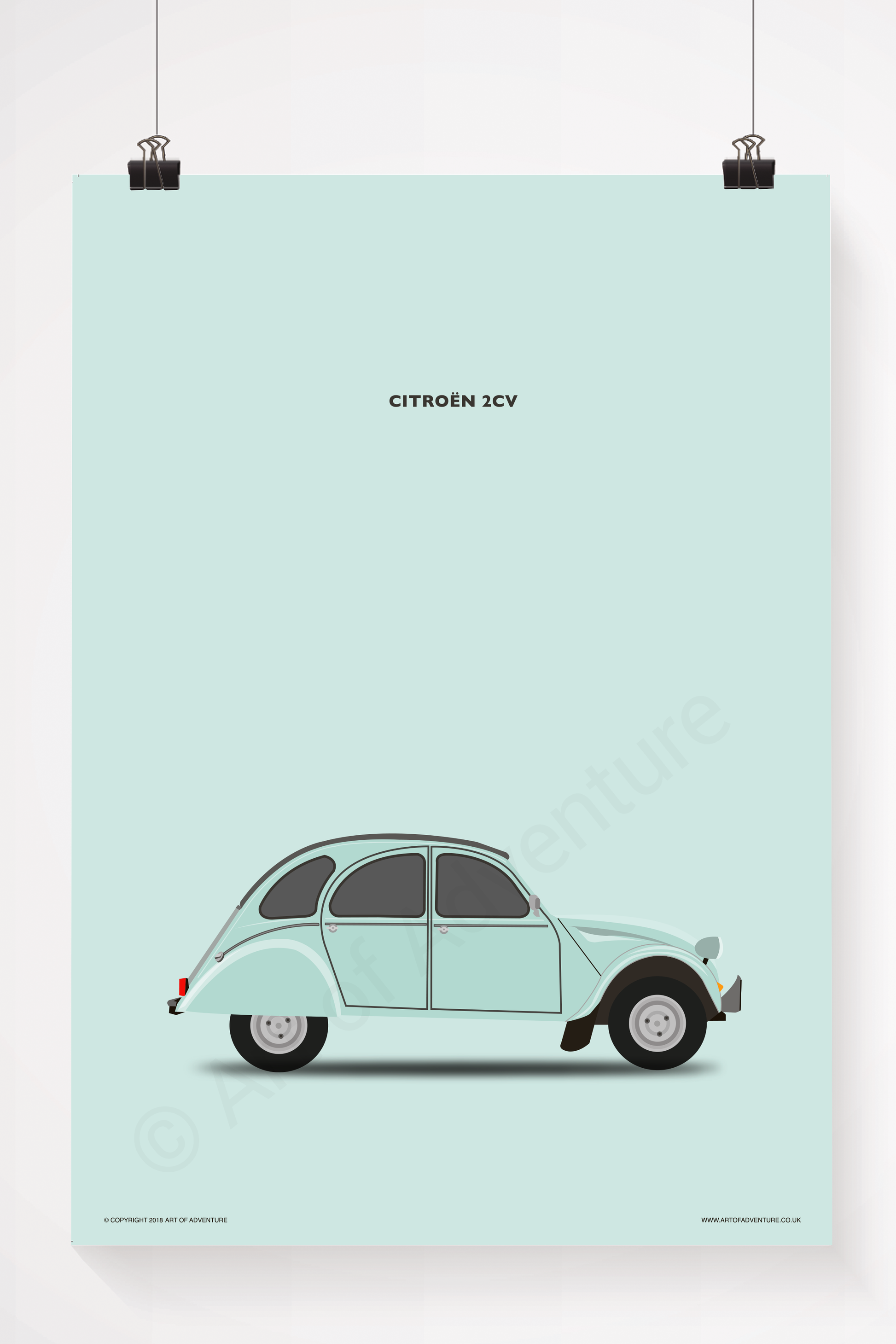 Citroën 2CV Portrait Teal - Art of Adventure