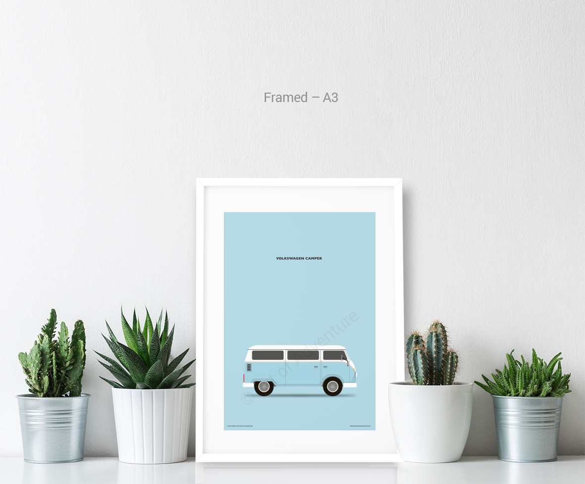 Volkswagen Campervan Portrait Blue - Art of Adventure
