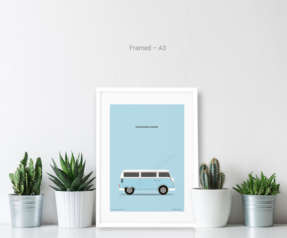 Volkswagen Campervan Portrait Blue - Art of Adventure