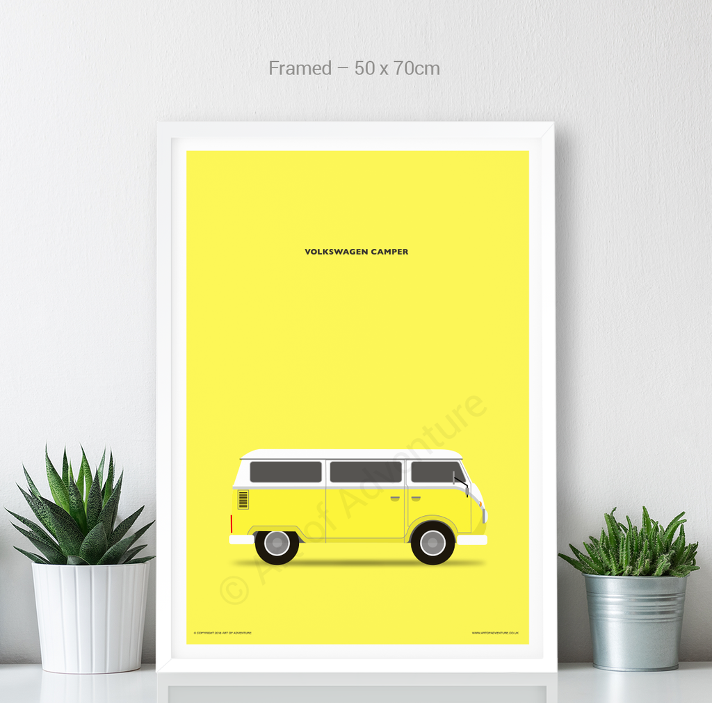 Volkswagen Campervan Portrait Yellow - Art of Adventure