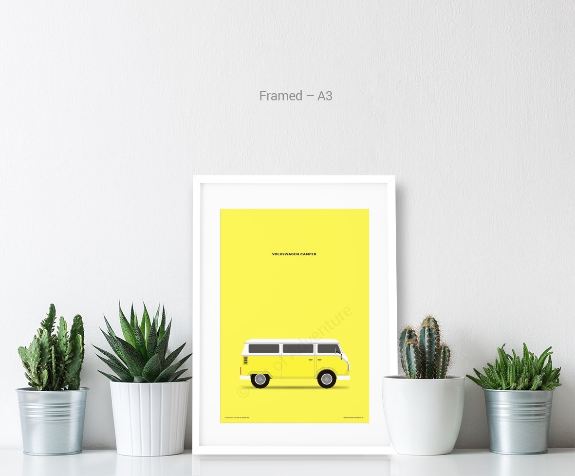 Volkswagen Campervan Portrait Yellow - Art of Adventure