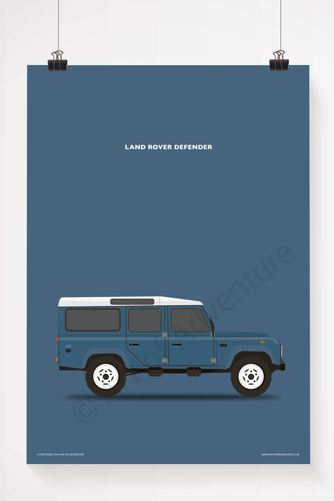 Land Rover Defender 110 Portrait Blue - Art of Adventure