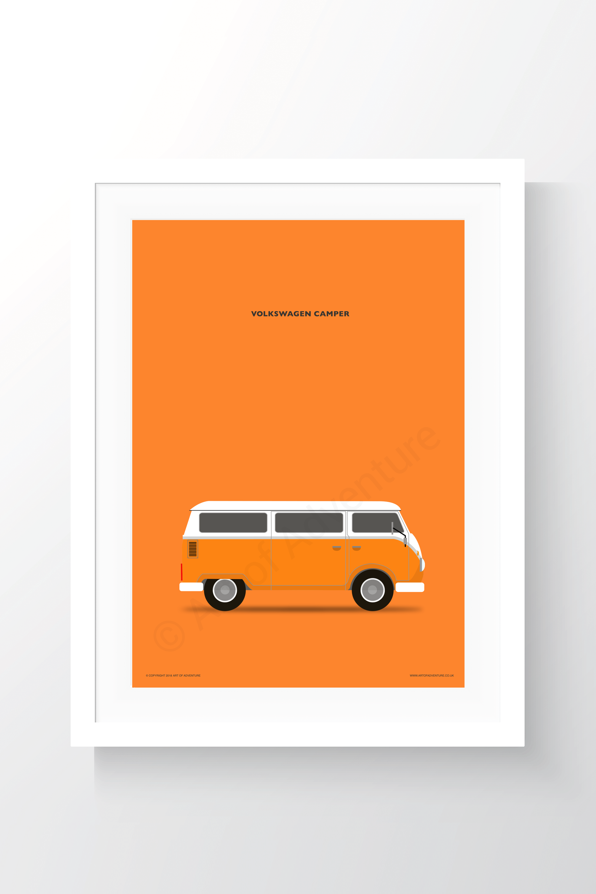 Volkswagen Campervan Portrait Orange - Art of Adventure