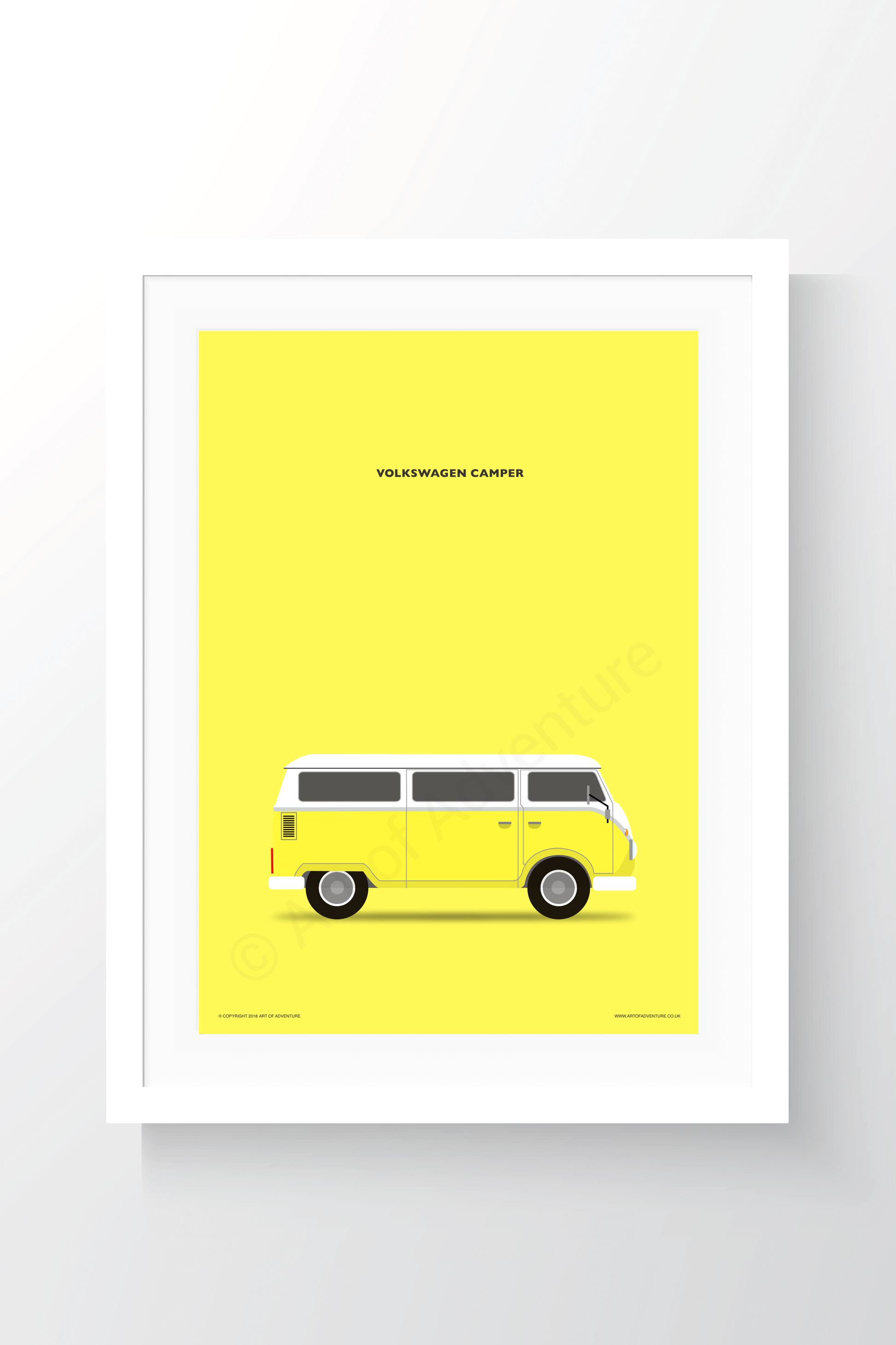 Volkswagen Campervan Portrait Yellow - Art of Adventure