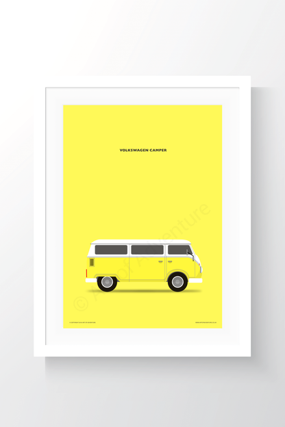 Volkswagen Campervan Portrait Yellow - Art of Adventure