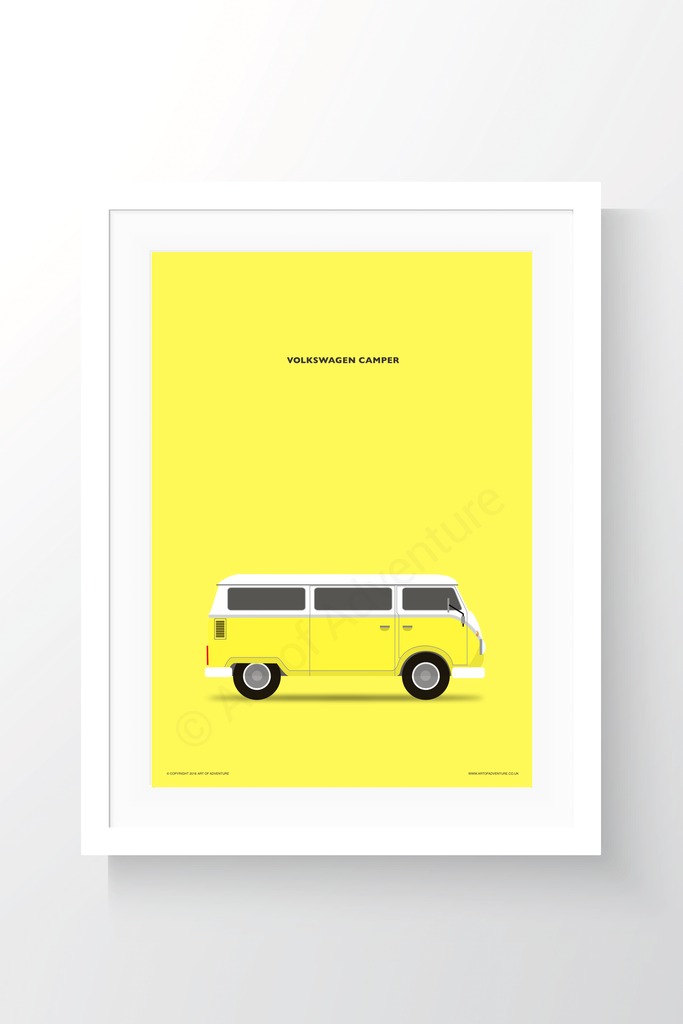 Volkswagen Campervan Portrait Yellow - Art of Adventure