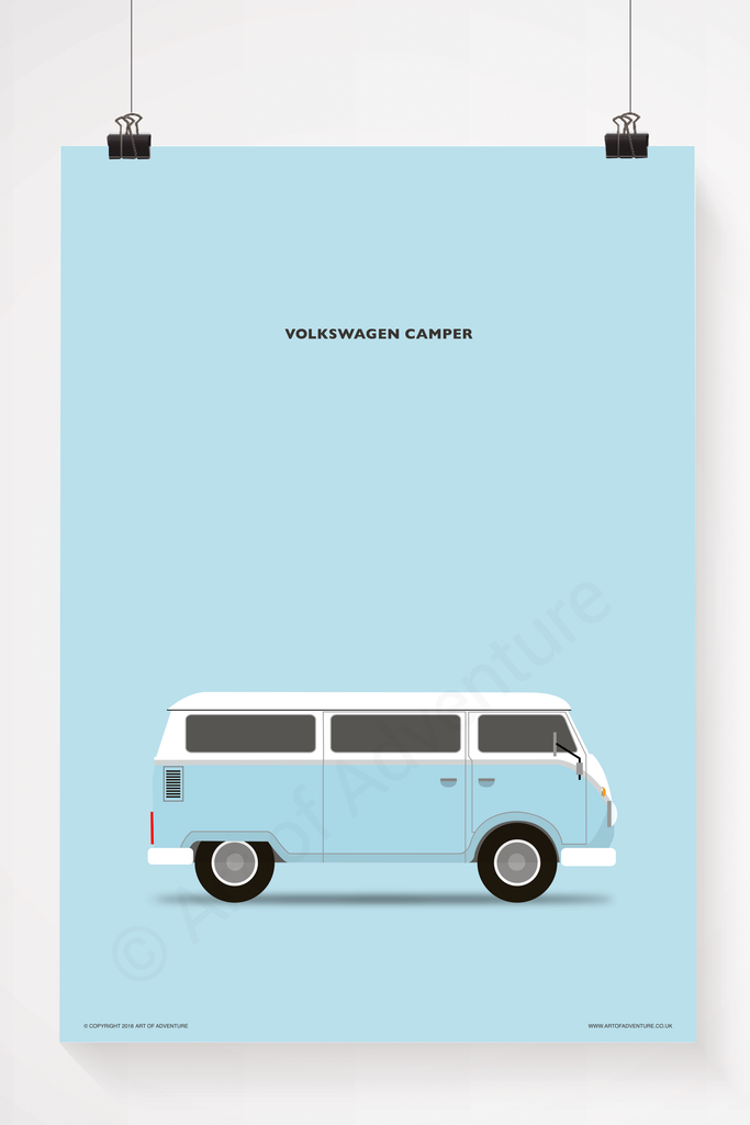 Volkswagen Campervan Portrait Blue - Art of Adventure