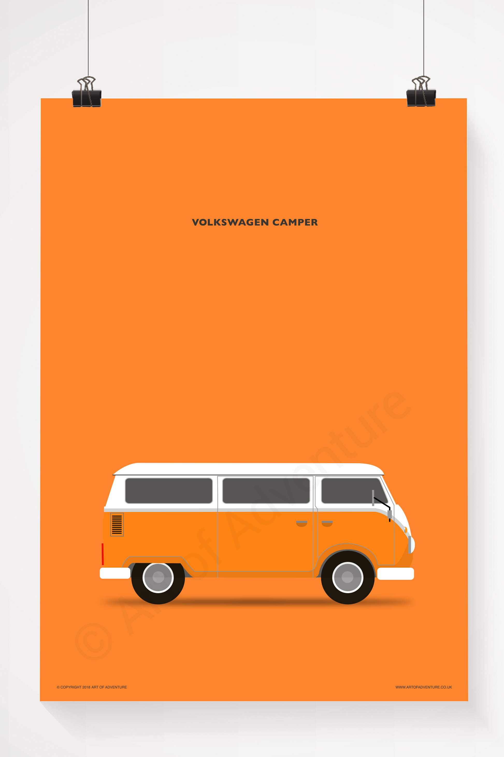 Volkswagen Campervan Portrait Orange - Art of Adventure