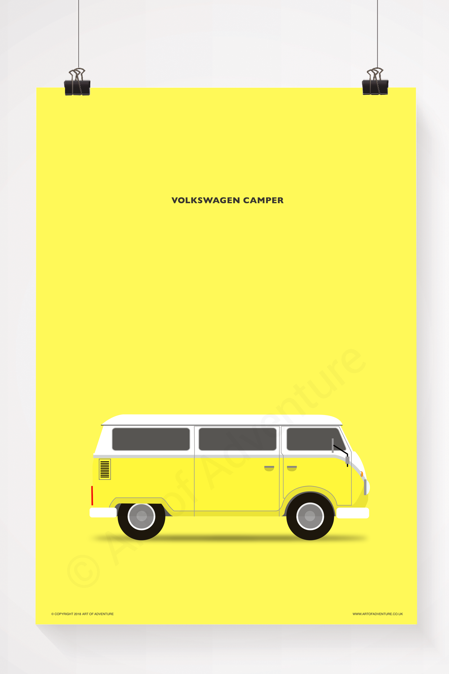 Volkswagen Campervan Portrait Yellow - Art of Adventure