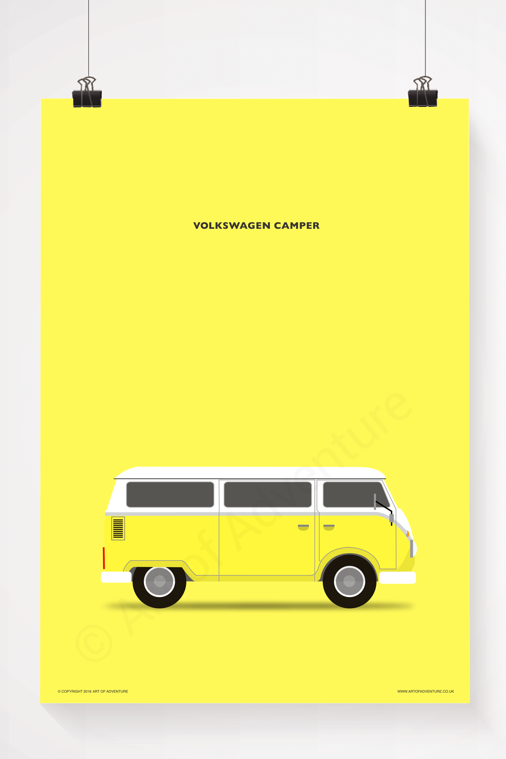 Volkswagen Campervan Portrait Yellow - Art of Adventure